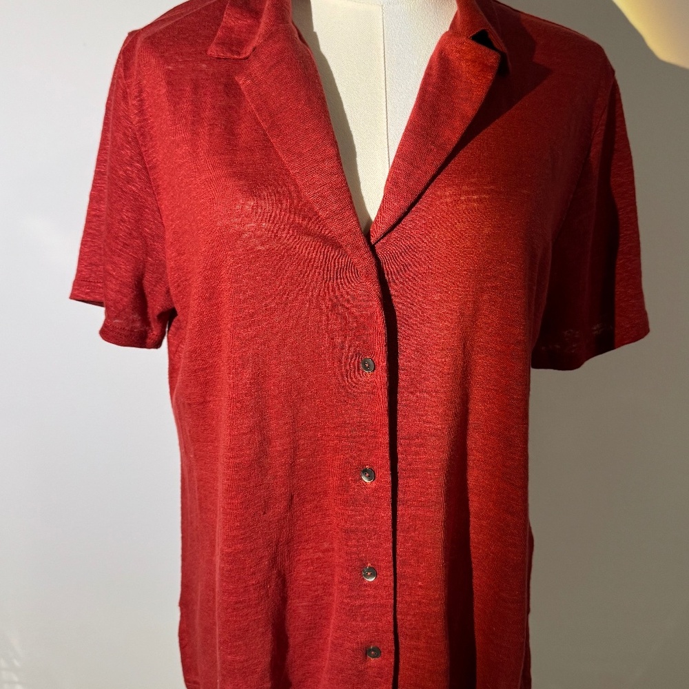Banana Republic, Linen short sleeve Blouse, Rust, Size S